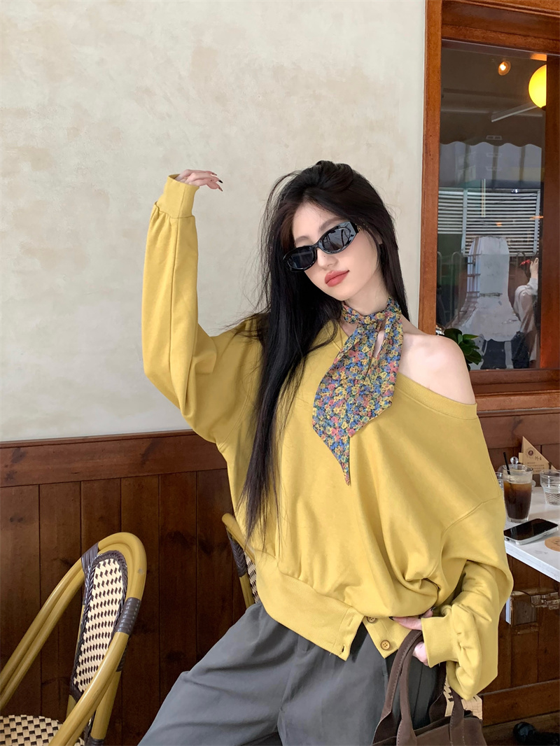 Autumn Off-Shoulder Sweatshirt and Pants Two-Piece Set for Women - Image 2