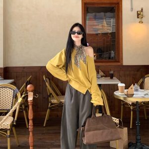 Autumn Off-Shoulder Sweatshirt and Pants Two-Piece Set for Women