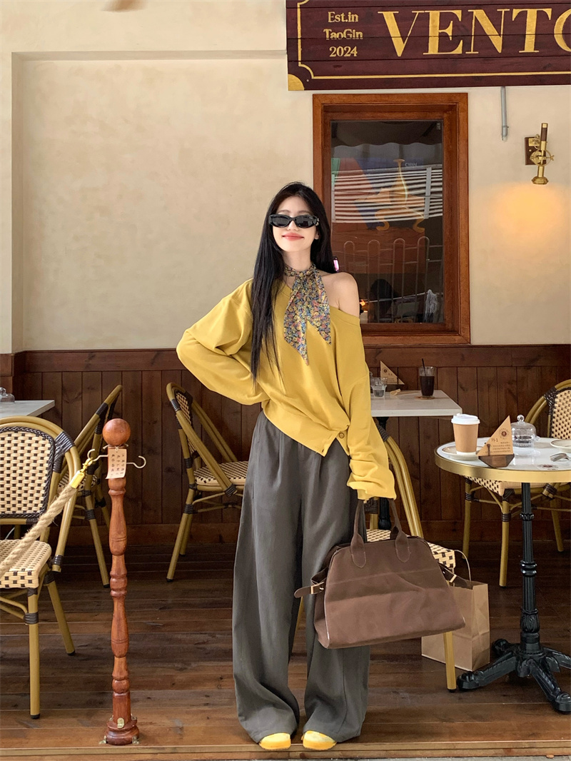 Autumn Off-Shoulder Sweatshirt and Pants Two-Piece Set for Women