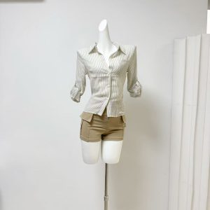 Famouswang Spring 2026 Striped Shirt Top for Women