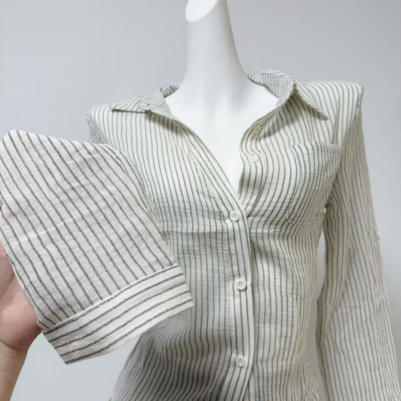 Famouswang Spring 2026 Striped Shirt Top for Women - Image 3