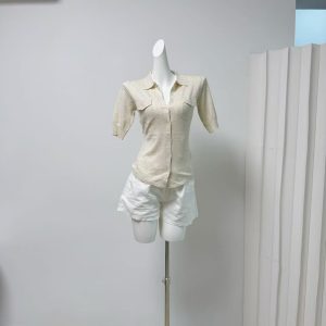 Women's Slimming Middle Sleeve Knit Top with Linen and Lyocell Anti Pilling