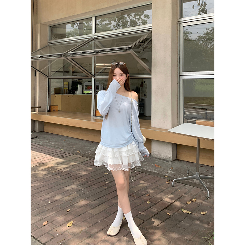 Sweet and Spicy Off-Shoulder Two-Way Sun Protection Top with Shell Decoration - Image 3