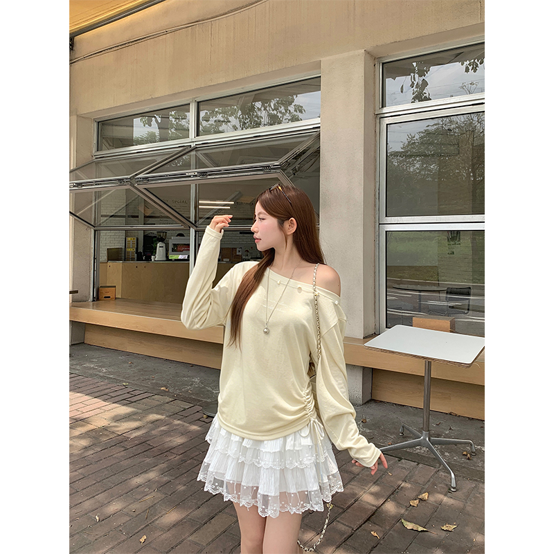Sweet and Spicy Off-Shoulder Two-Way Sun Protection Top with Shell Decoration - Image 4