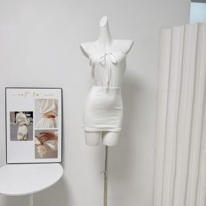 White Strapless Knit Dress for Women Sweet Japanese Style Summer 2026