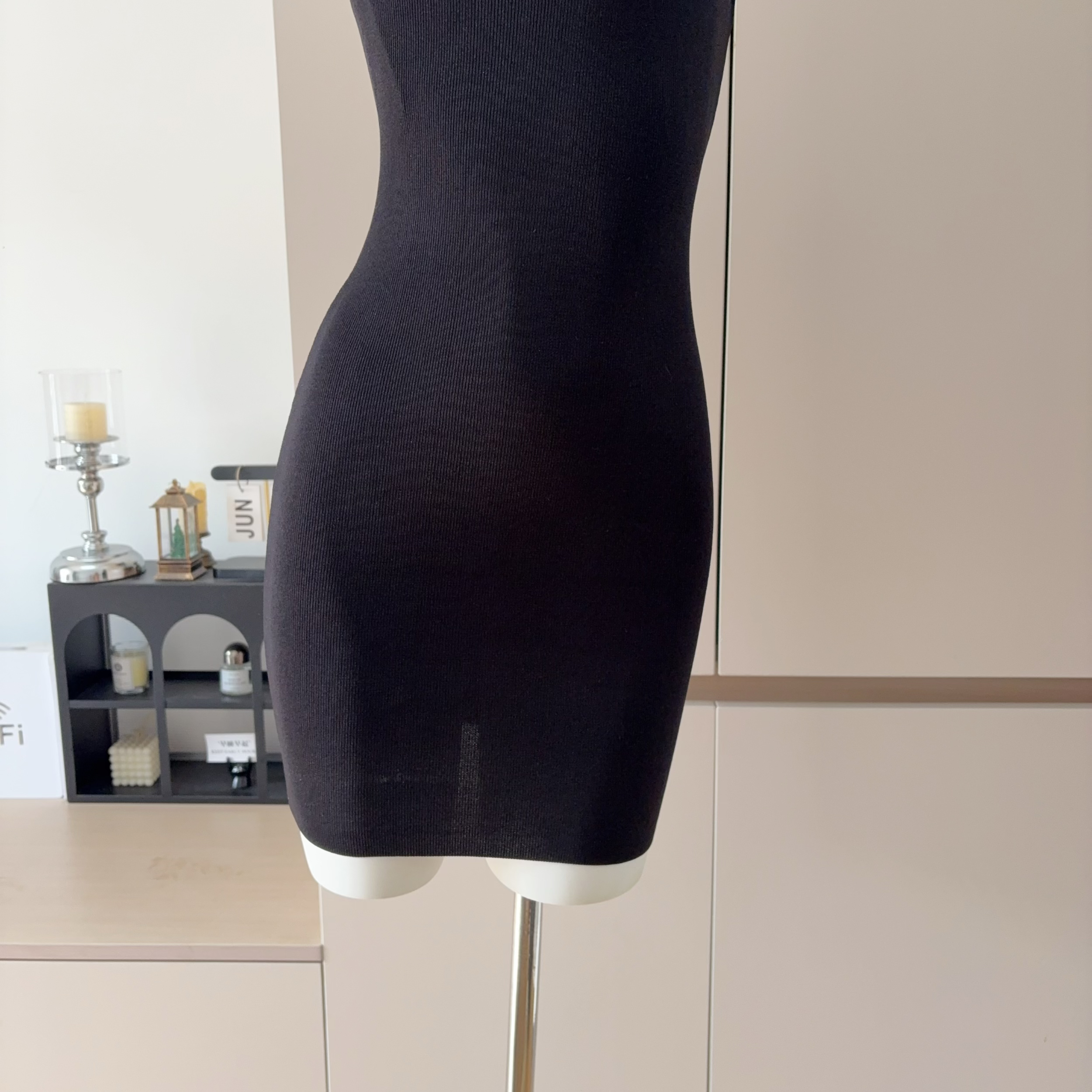 FAY Square Buckle Black Strapless Bodycon Dress for Women - Image 4