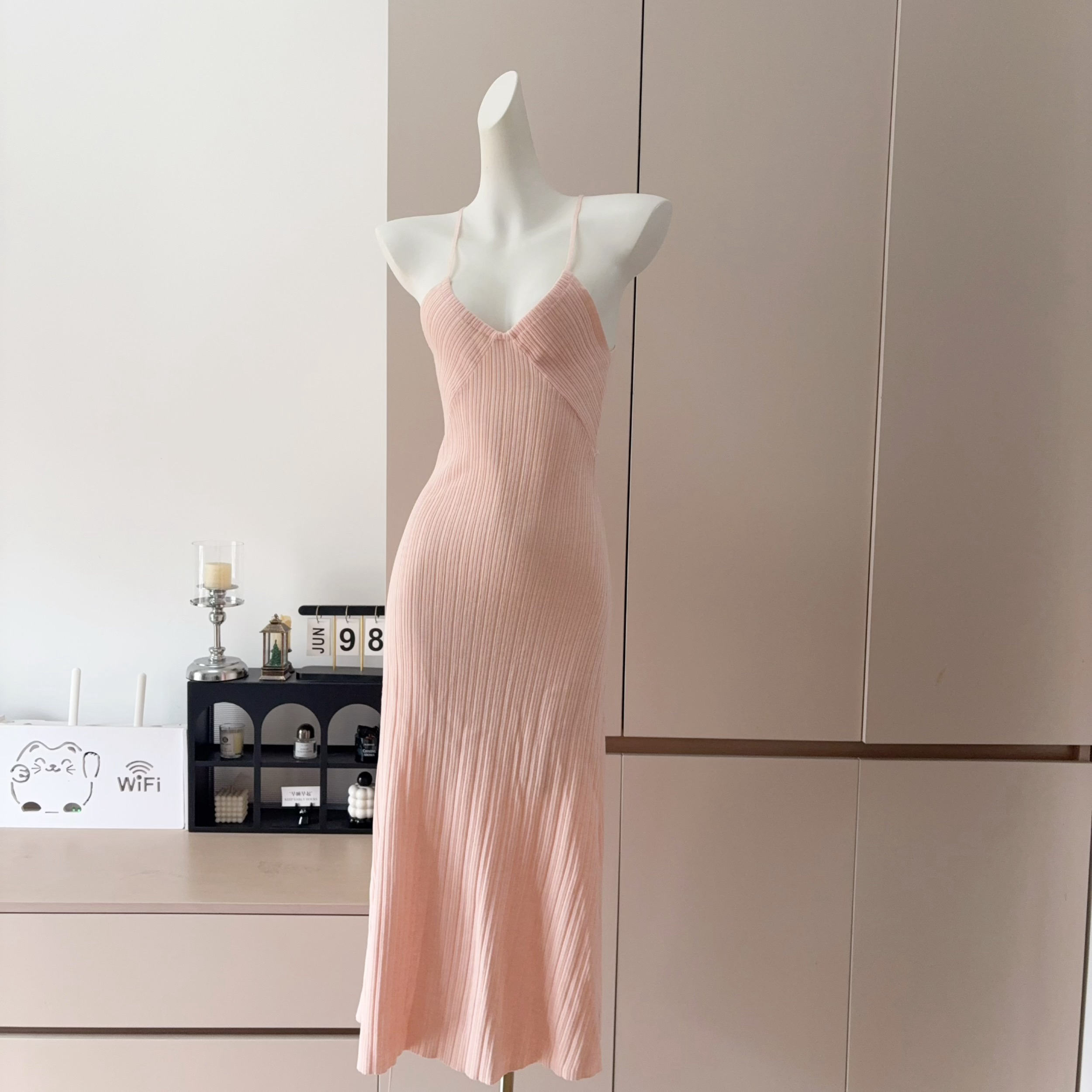 DFAY Three-Color Extended Improved Ultra-Soft Tencel Wool Knit Dress Women Summer Sexy Halter Long Dress - Image 4